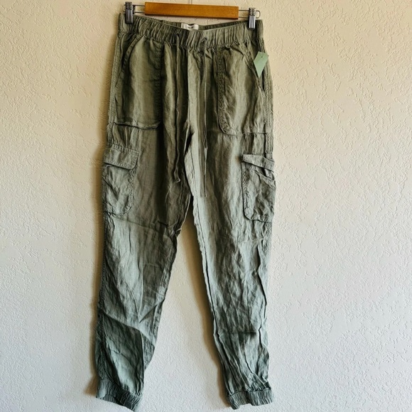 Nicole Miller Linen Utility Cargo Pants - Picture 2 of 8